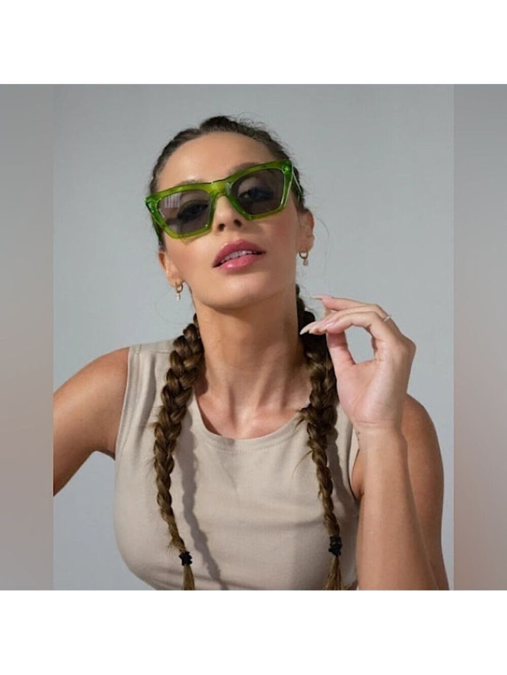 Otra Eyewear Step Ahead Cat Eye Green Sunglasses New
